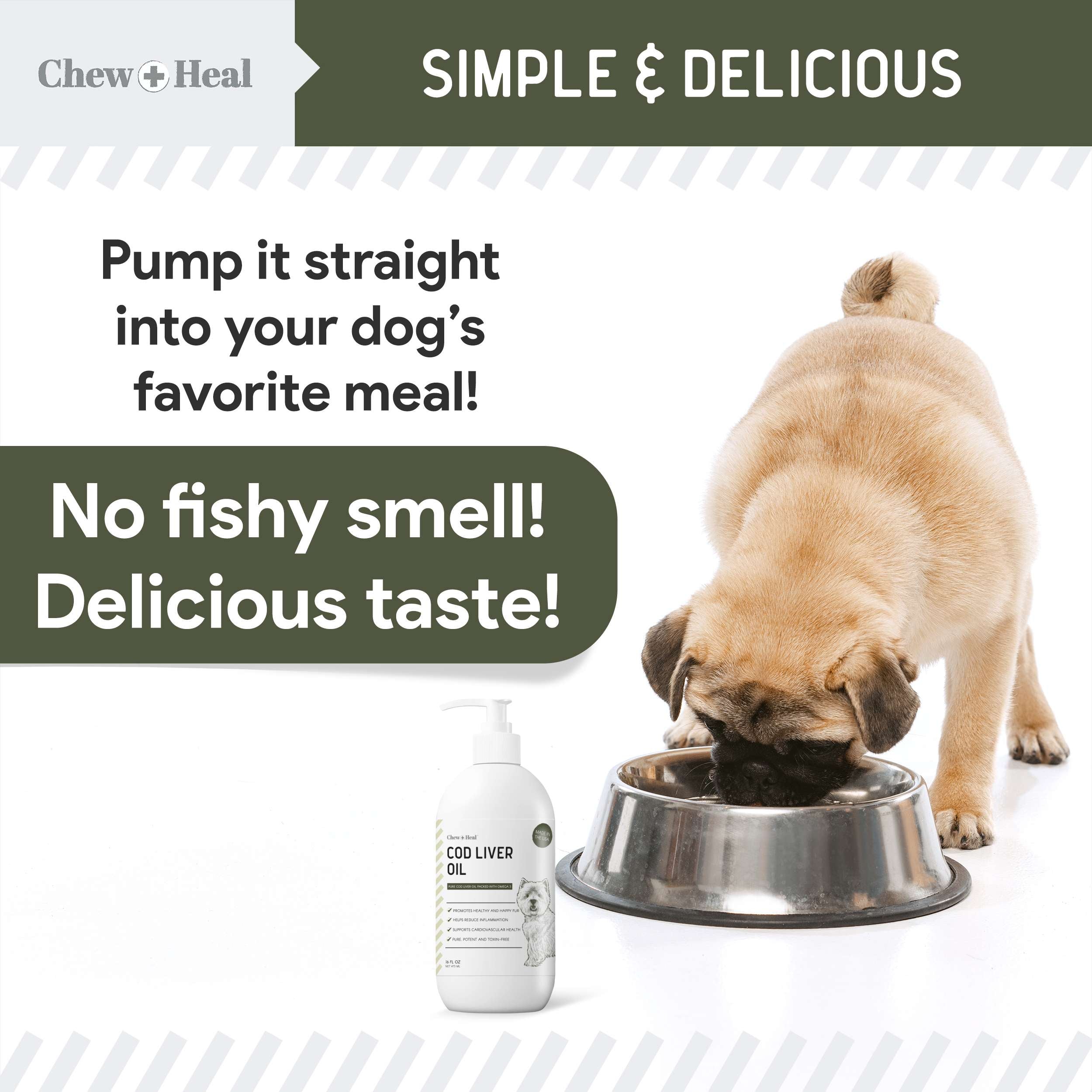 Wild-Caught Cod Liver Oil Salmon Oil Alternative Skin & Coat Liquid Supplement for Dogs