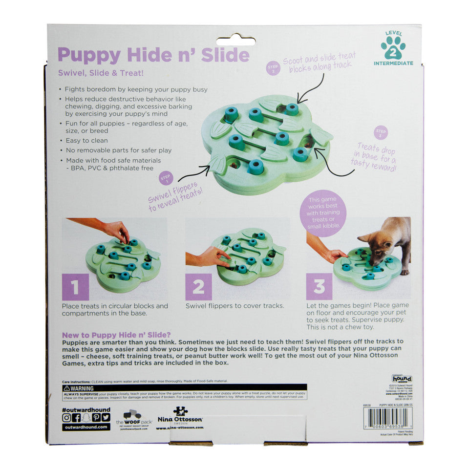 Puppy Hide N' Slide Interactive Treat Puzzle Dog Toy, Green