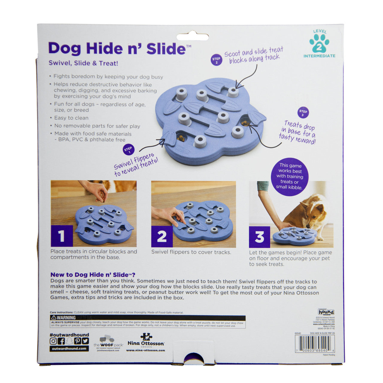 Dog Hide N' Slide Interactive Treat Puzzle Dog Toy, Purple