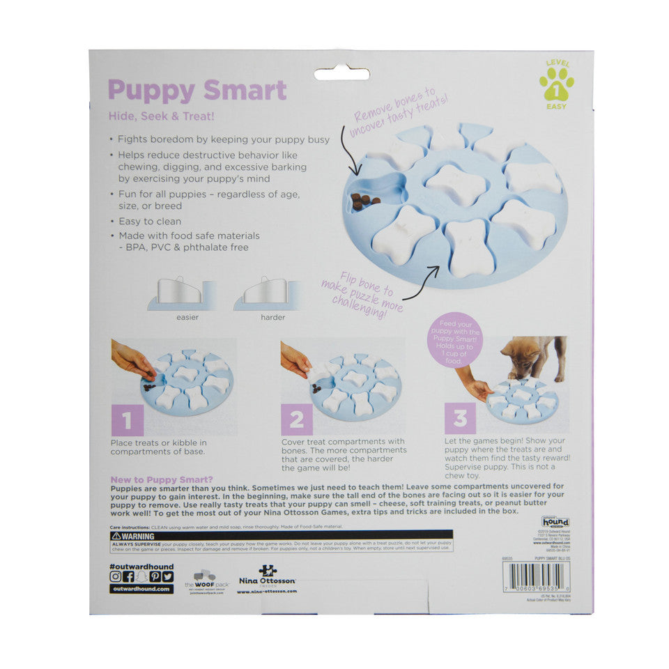 Puppy Smart Interactive Treat Puzzle Dog Toy, Blue