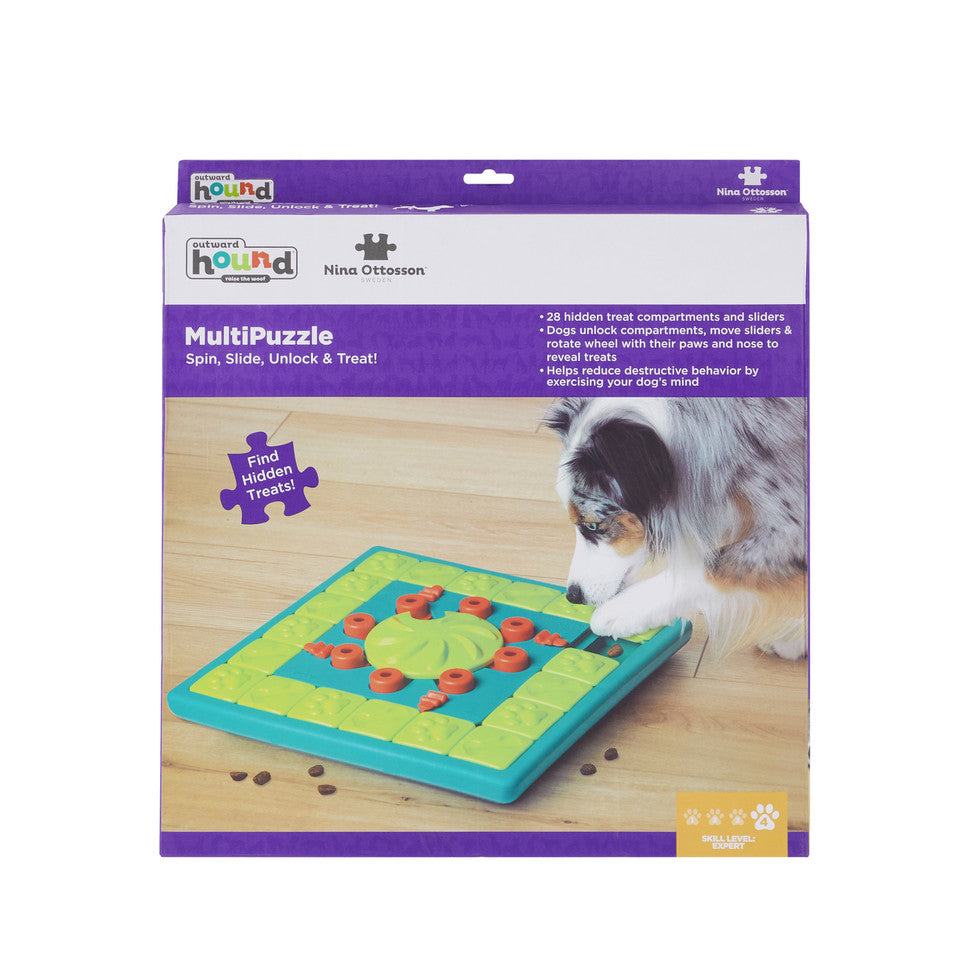 MultiPuzzle Interactive Dog Treat Puzzle Toy, Blue