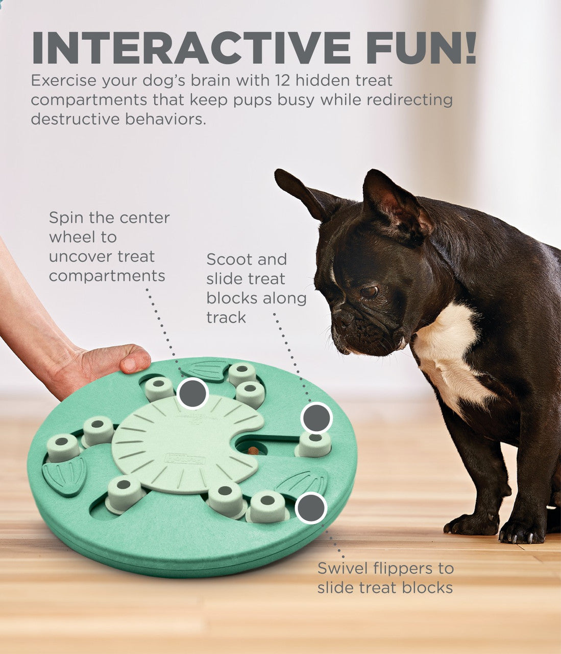 Dog Worker Interactive Treat Puzzle Dog Toy, Green