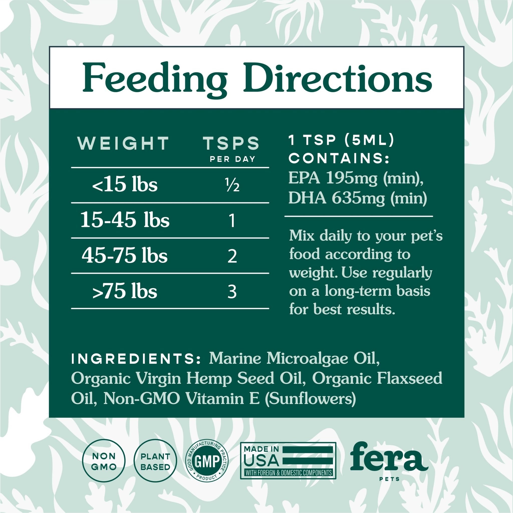 Algae Oil Omega - 3, 6, 9 - Eva Pet - Fera Pet Organics