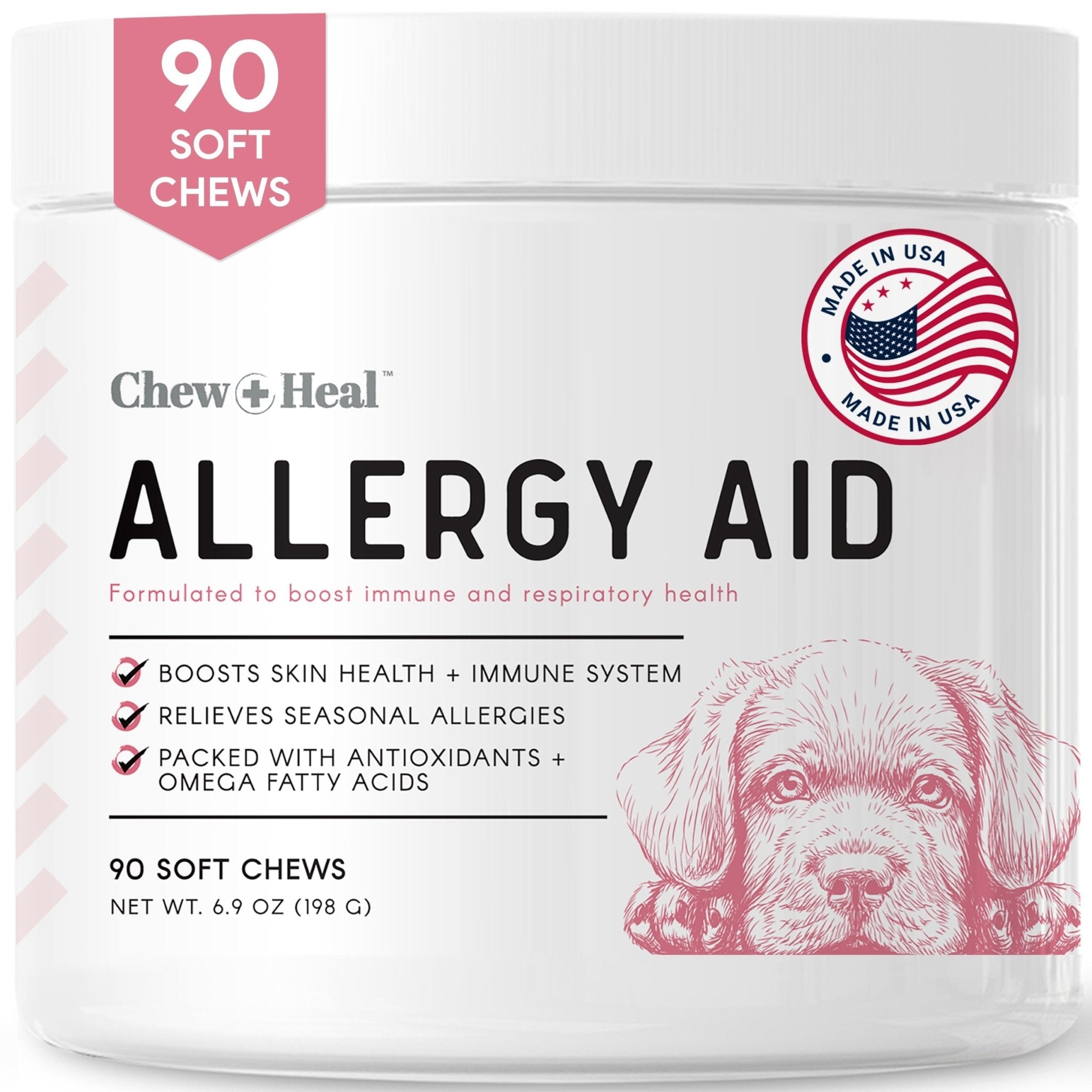 Allergy Aid Soft Chew Allergy Supplement for Dogs - Eva Pet - Chew + Heal