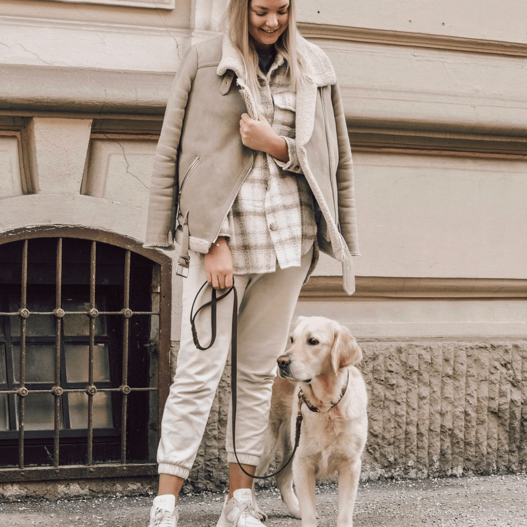 Butter Leather City Dog Leash - Classic Brown - Eva Pet - mollyandstitchus
