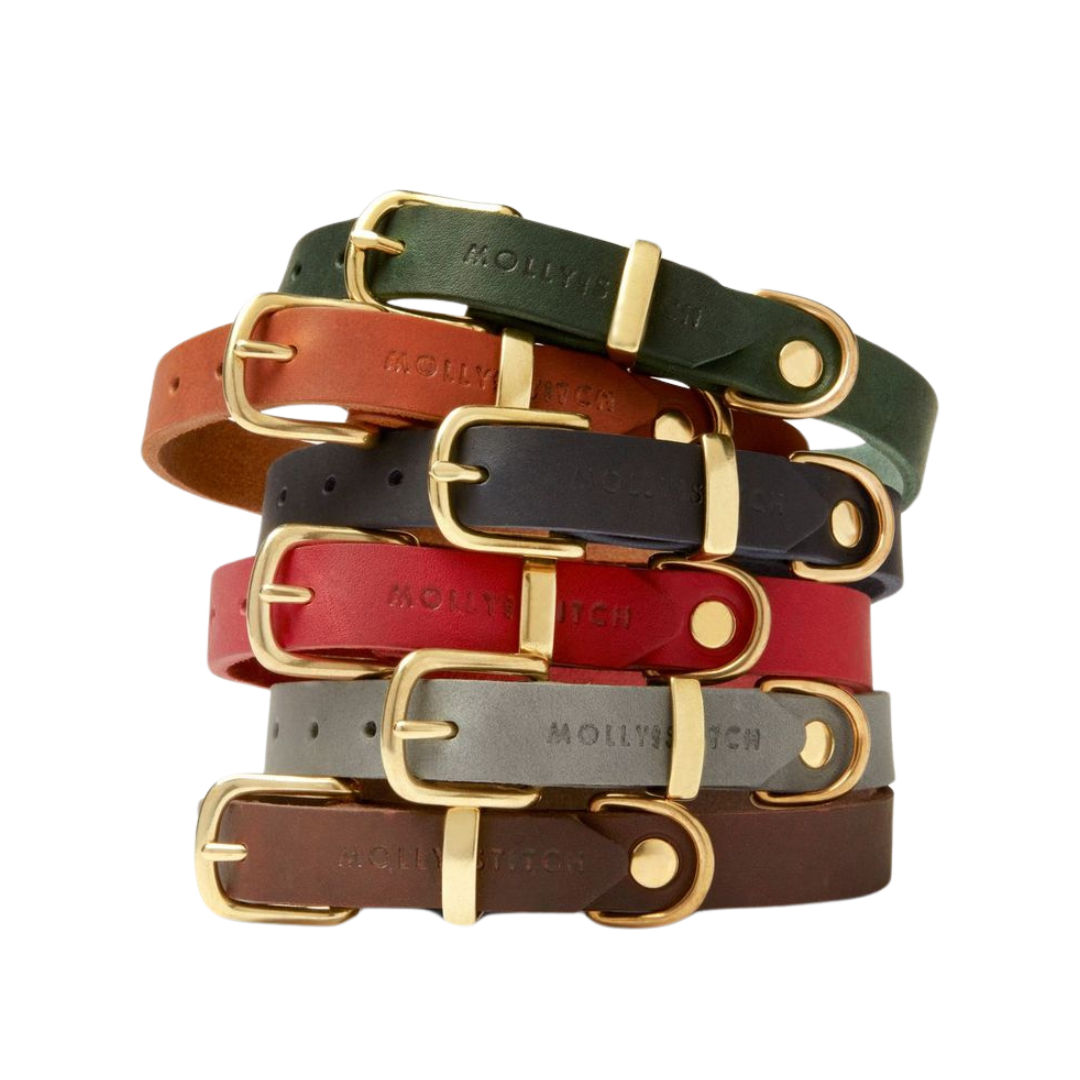 Butter Leather Dog Collar - Forest Green