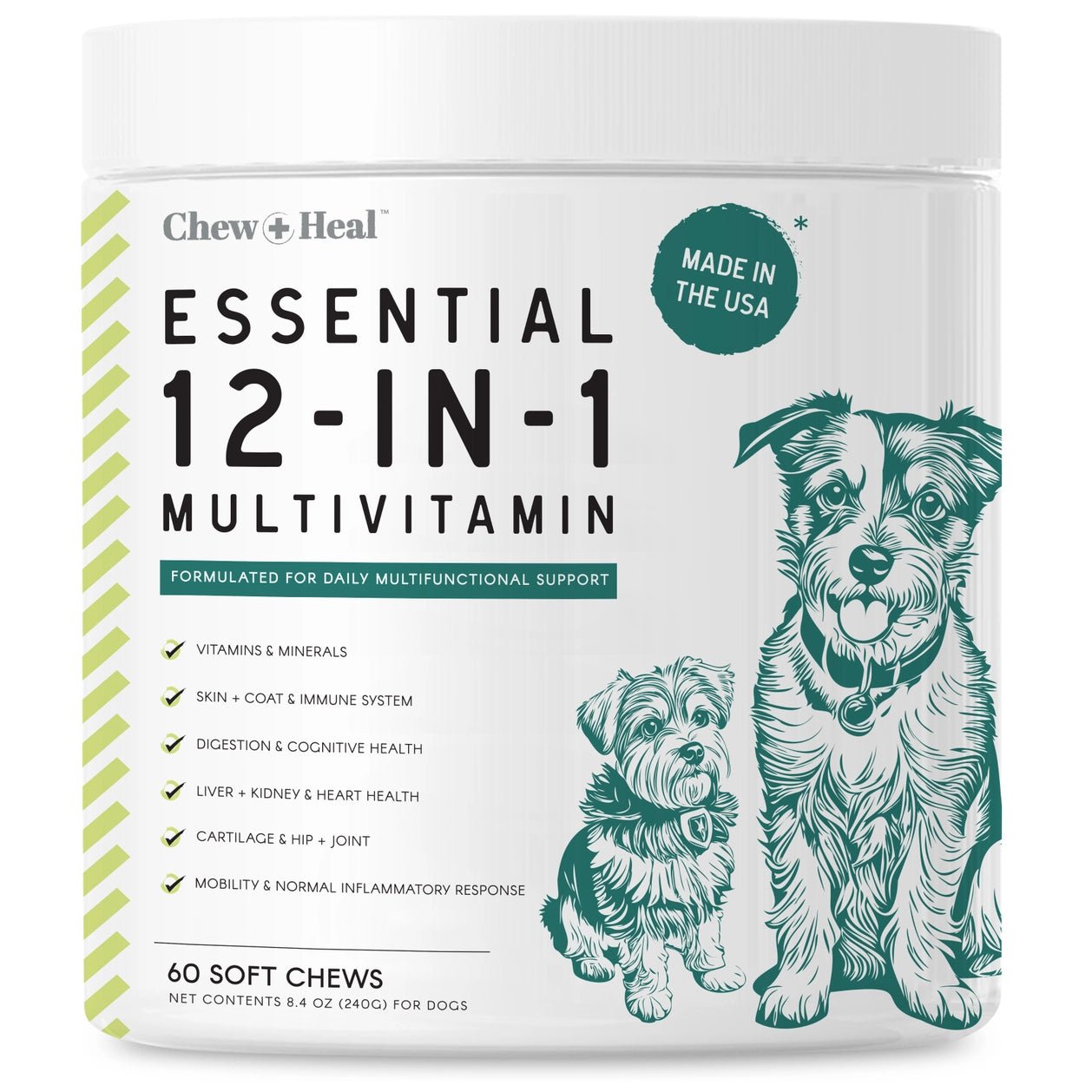 Essential 12 - in - 1 Multivitamin Soft Chews For Dogs - Eva Pet - Chew + Heal