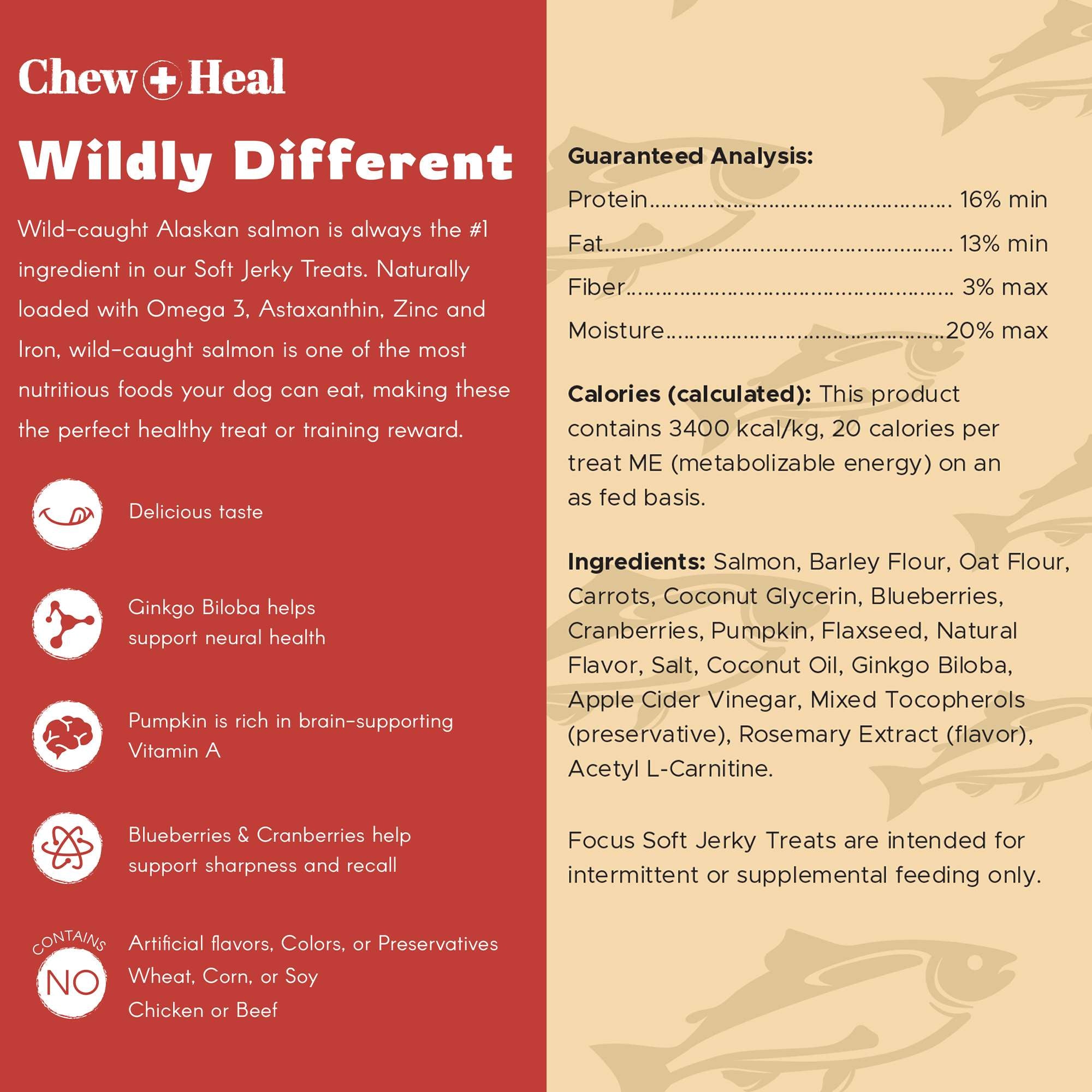 Focus Wild Alaskan Salmon Limited Ingredient Soft Jerky Dog Treats - Eva Pet - Chew + Heal