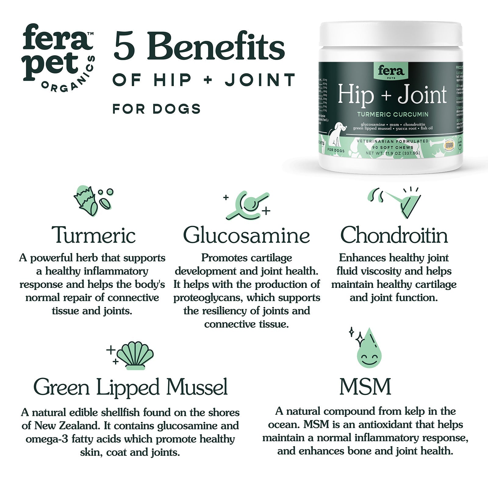 Hip + Joint Support for Dogs - Eva Pet - Fera Pet Organics