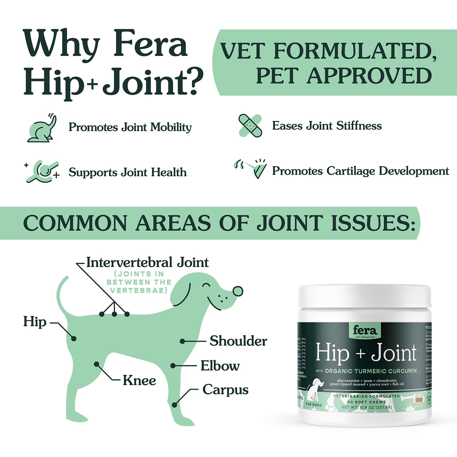 Hip + Joint Support for Dogs - Eva Pet - Fera Pet Organics