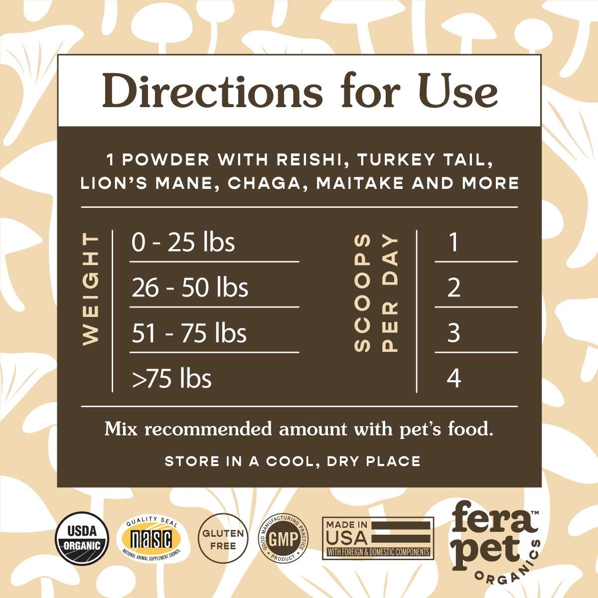 USDA Organic Mushroom Blend for Immune Support - Eva Pet - Fera Pet Organics