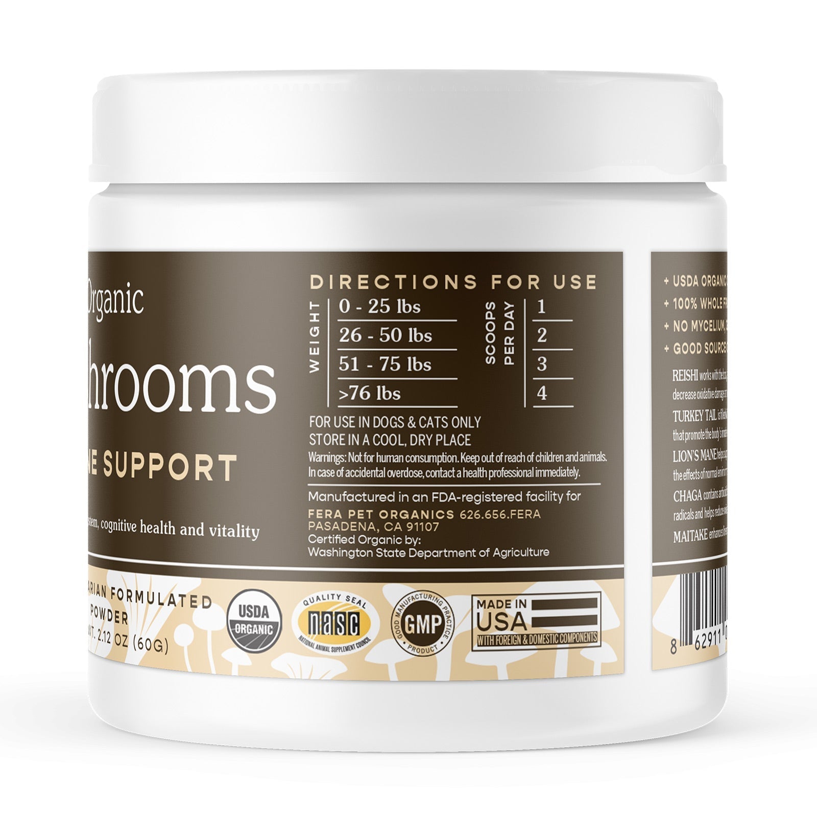 USDA Organic Mushroom Blend for Immune Support - Eva Pet - Fera Pet Organics