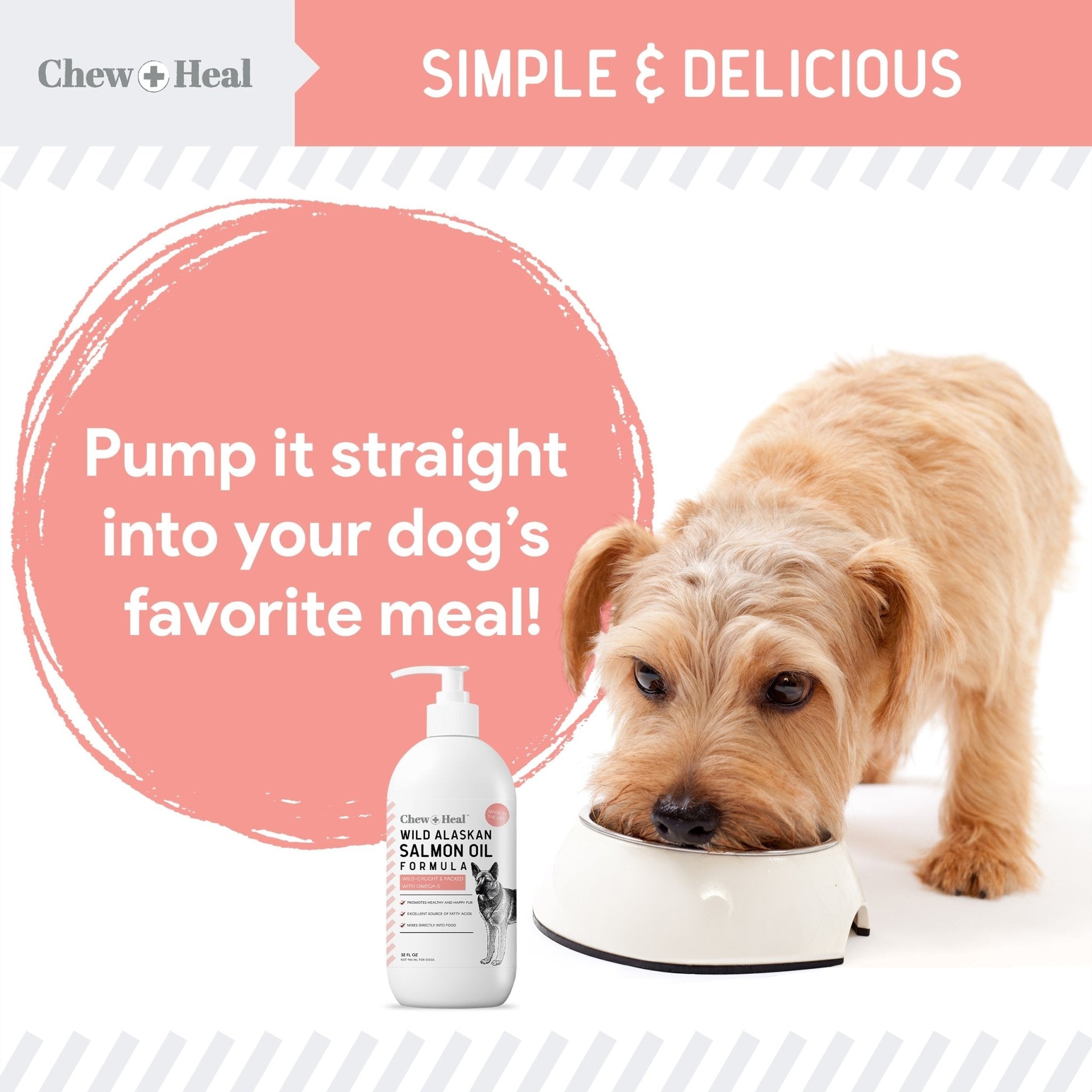 Wild Alaskan Omega Salmon Oil Formula Skin & Coat Liquid Supplement for Dogs - Eva Pet - Chew + Heal