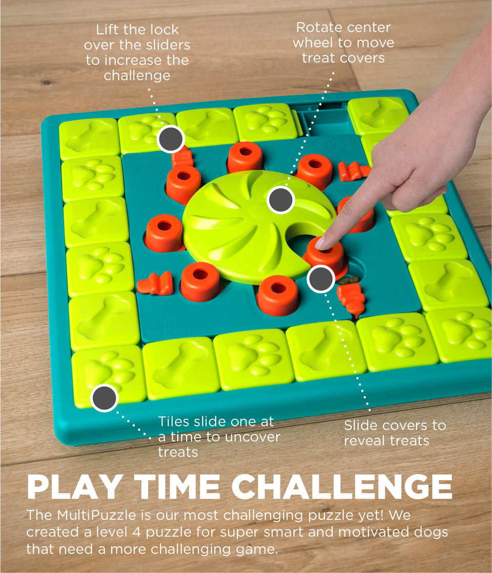 MultiPuzzle Interactive Dog Treat Puzzle Toy, Blue