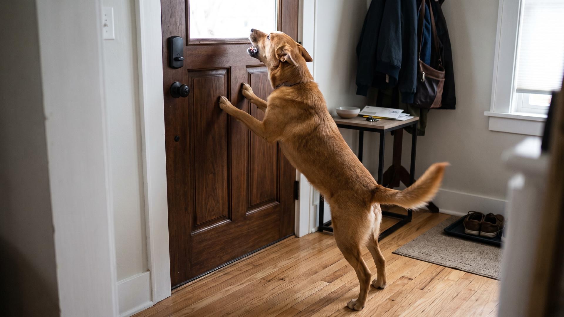 Dog barking at the door