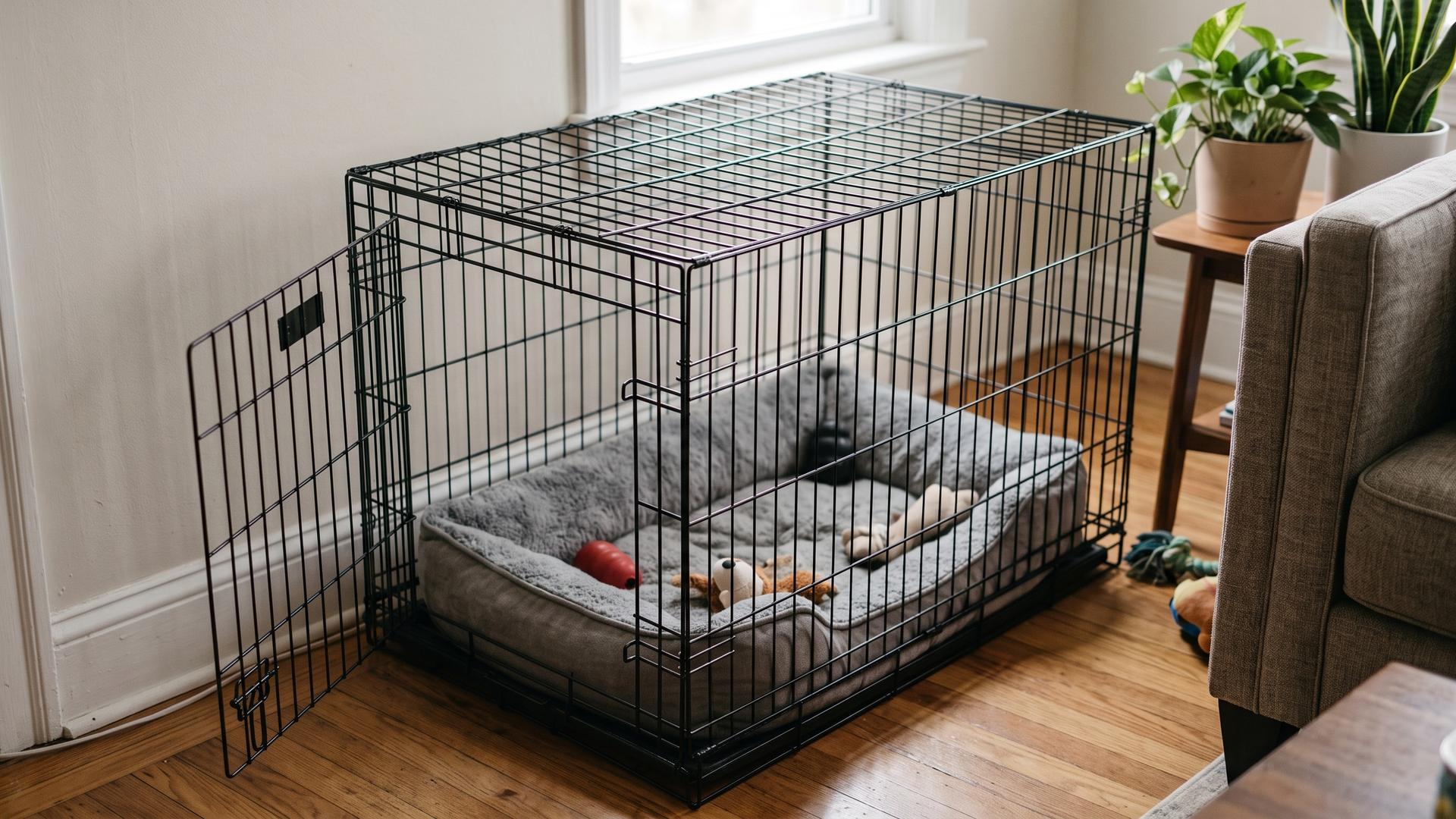 Dog crate in house