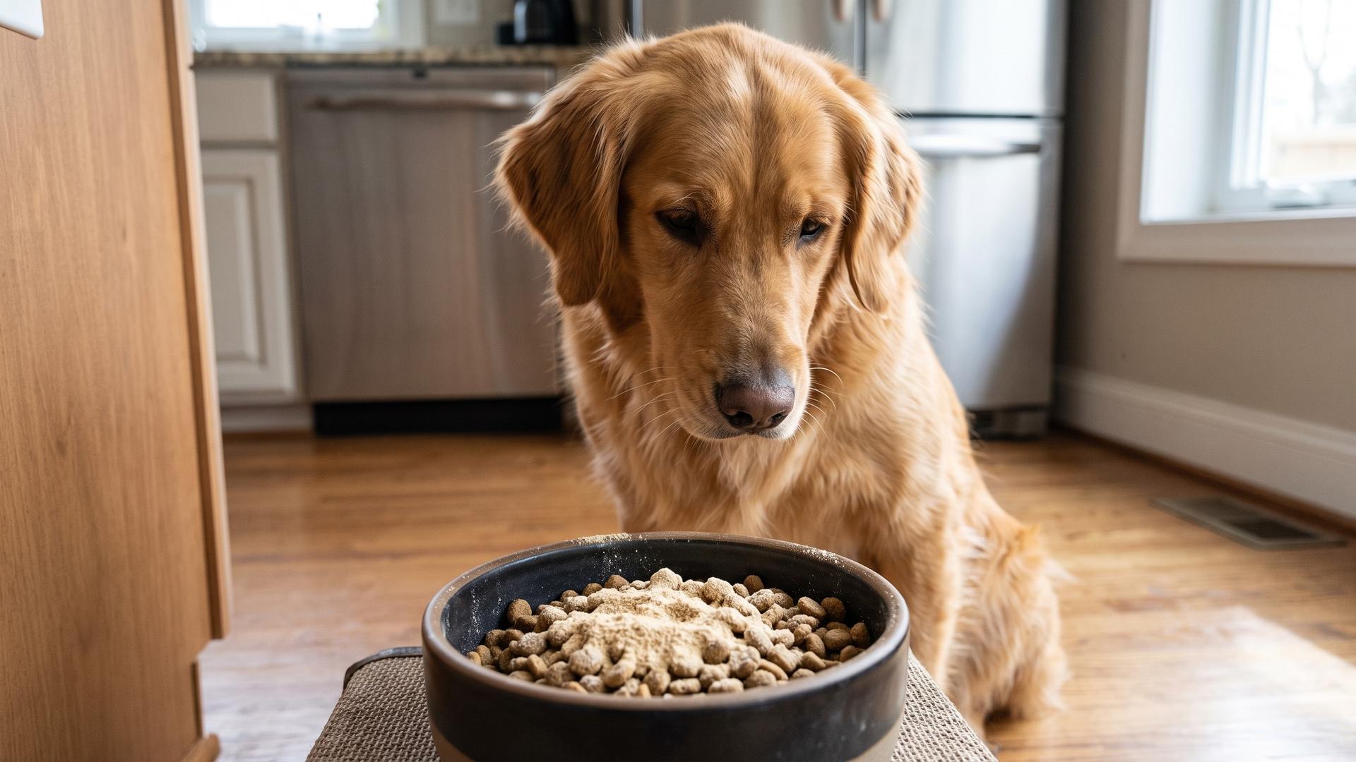 Golden retriever dog multi vitamin food topper