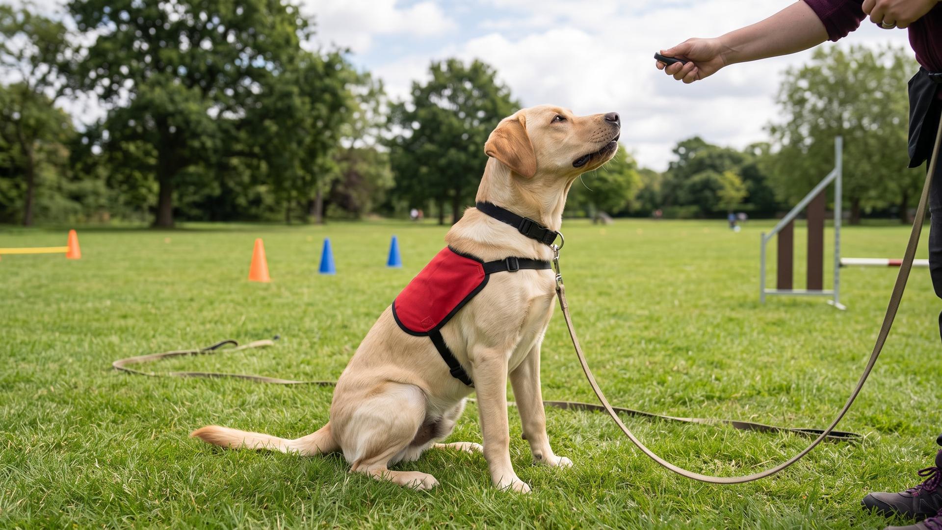 Labrador dog in training