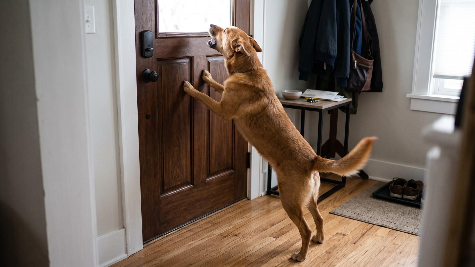 Dog barking at the door