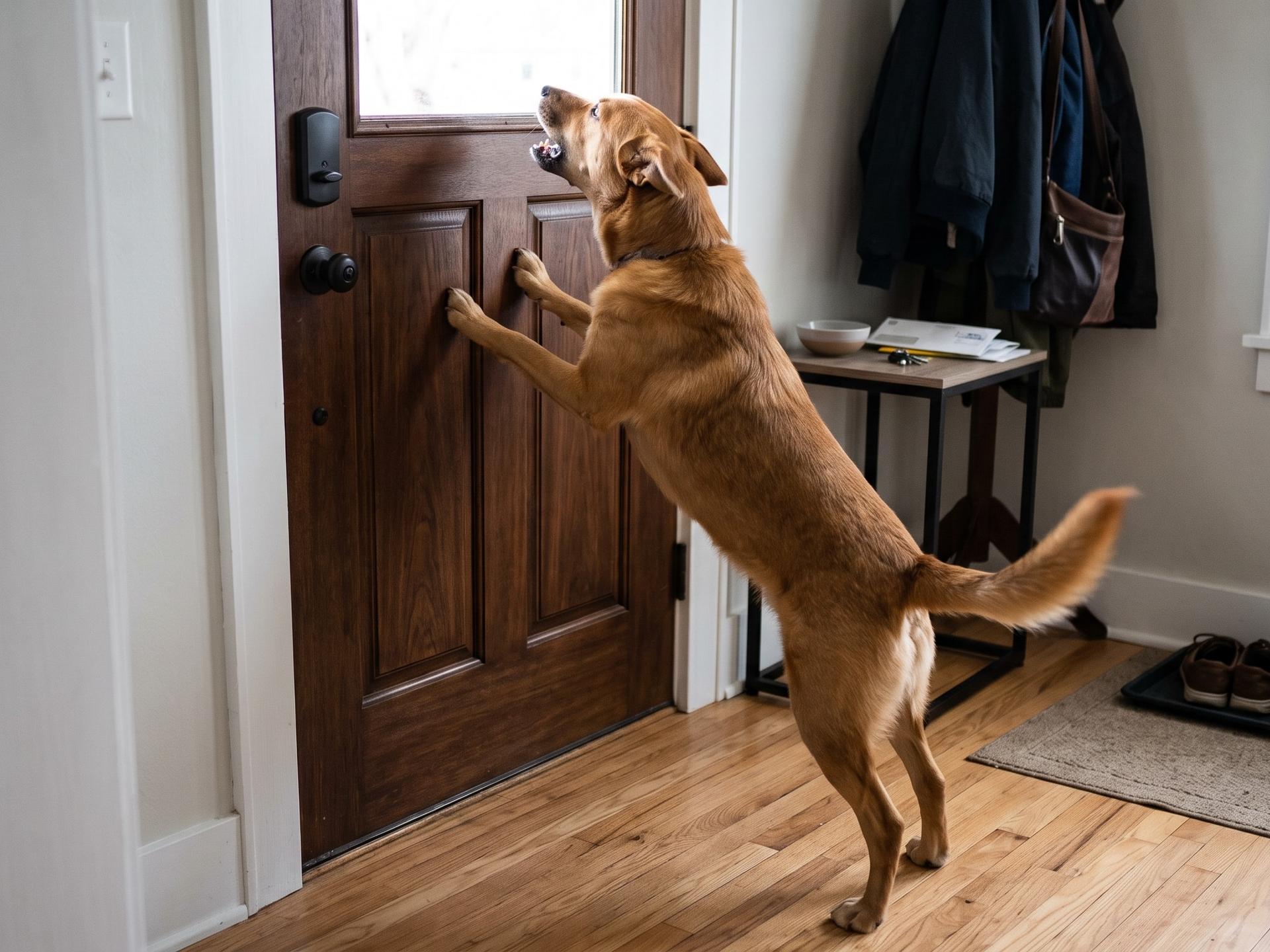 Dog barking at the door