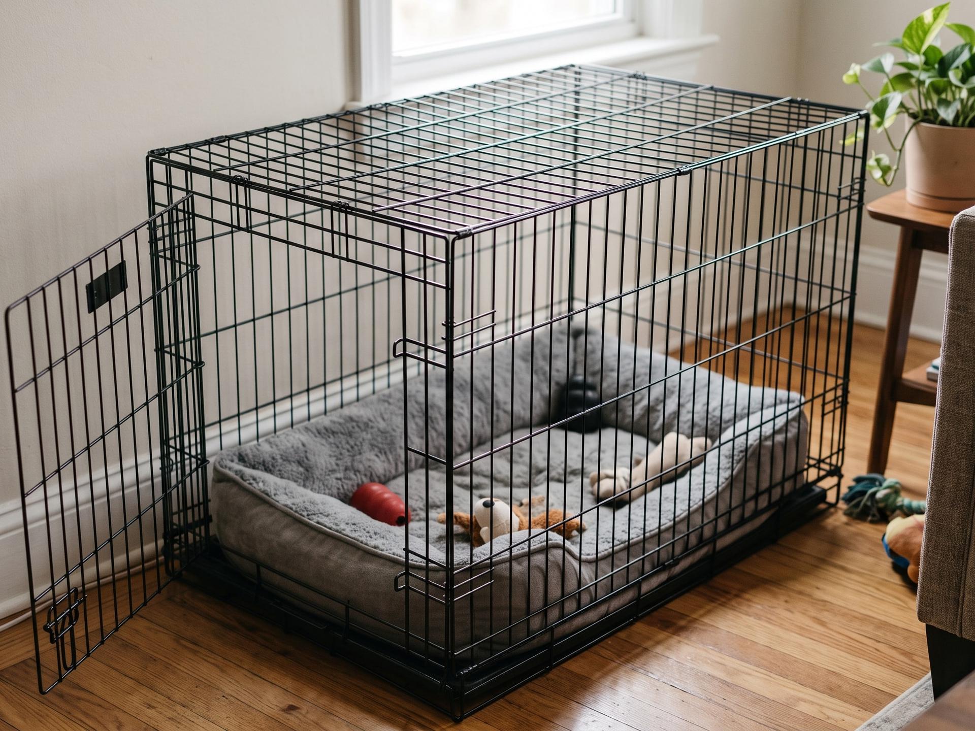 Dog crate in house