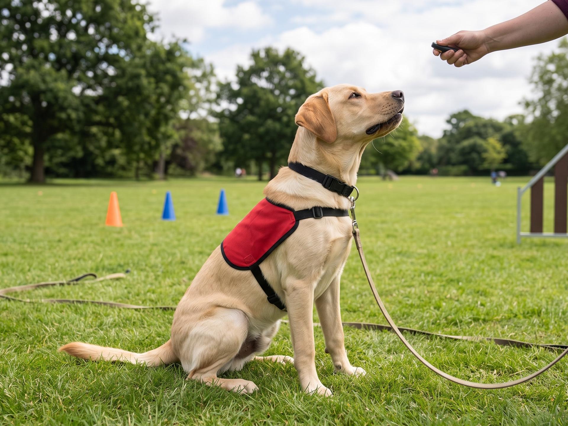 Labrador dog in training