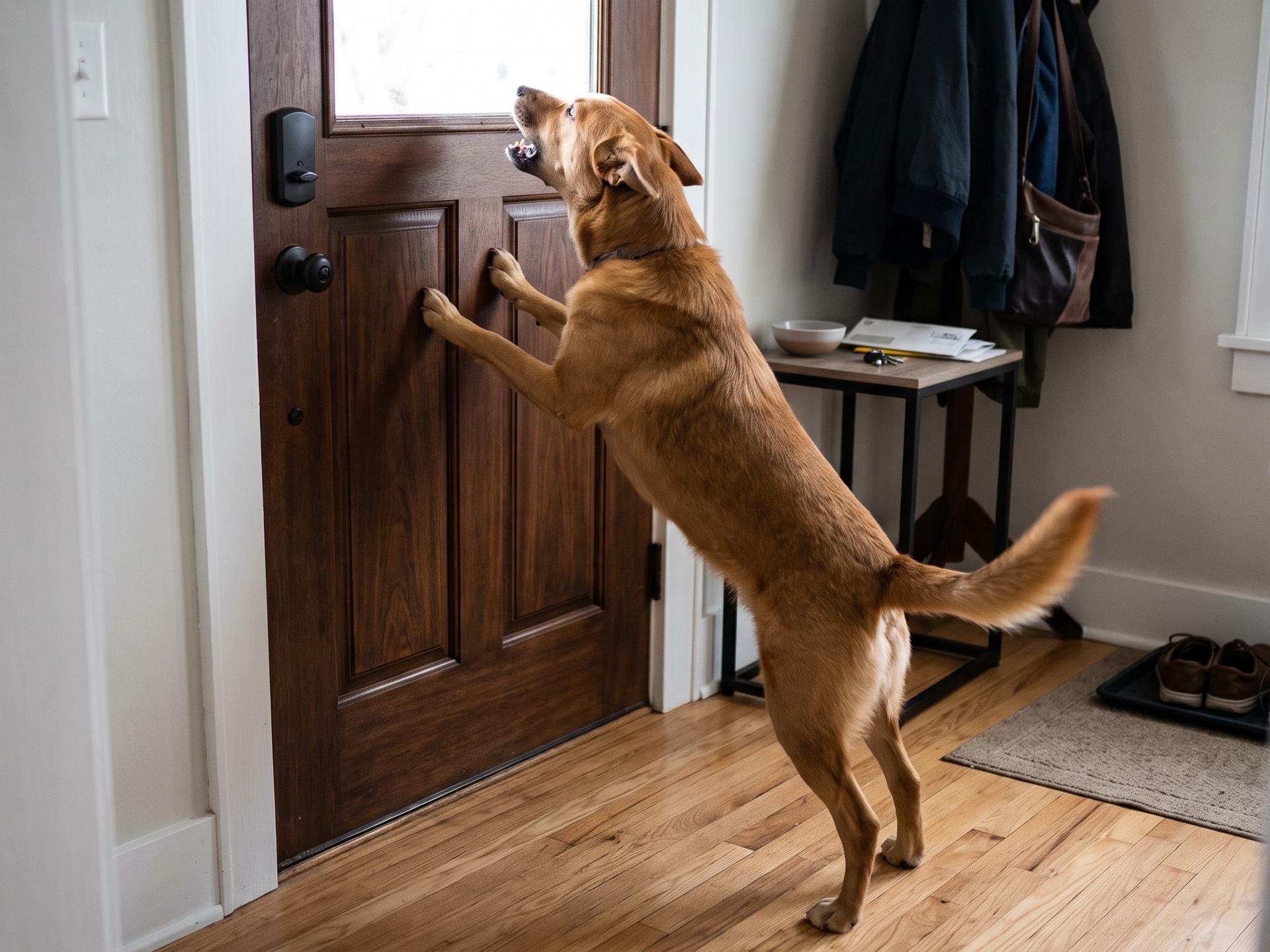 Dog barking at the door