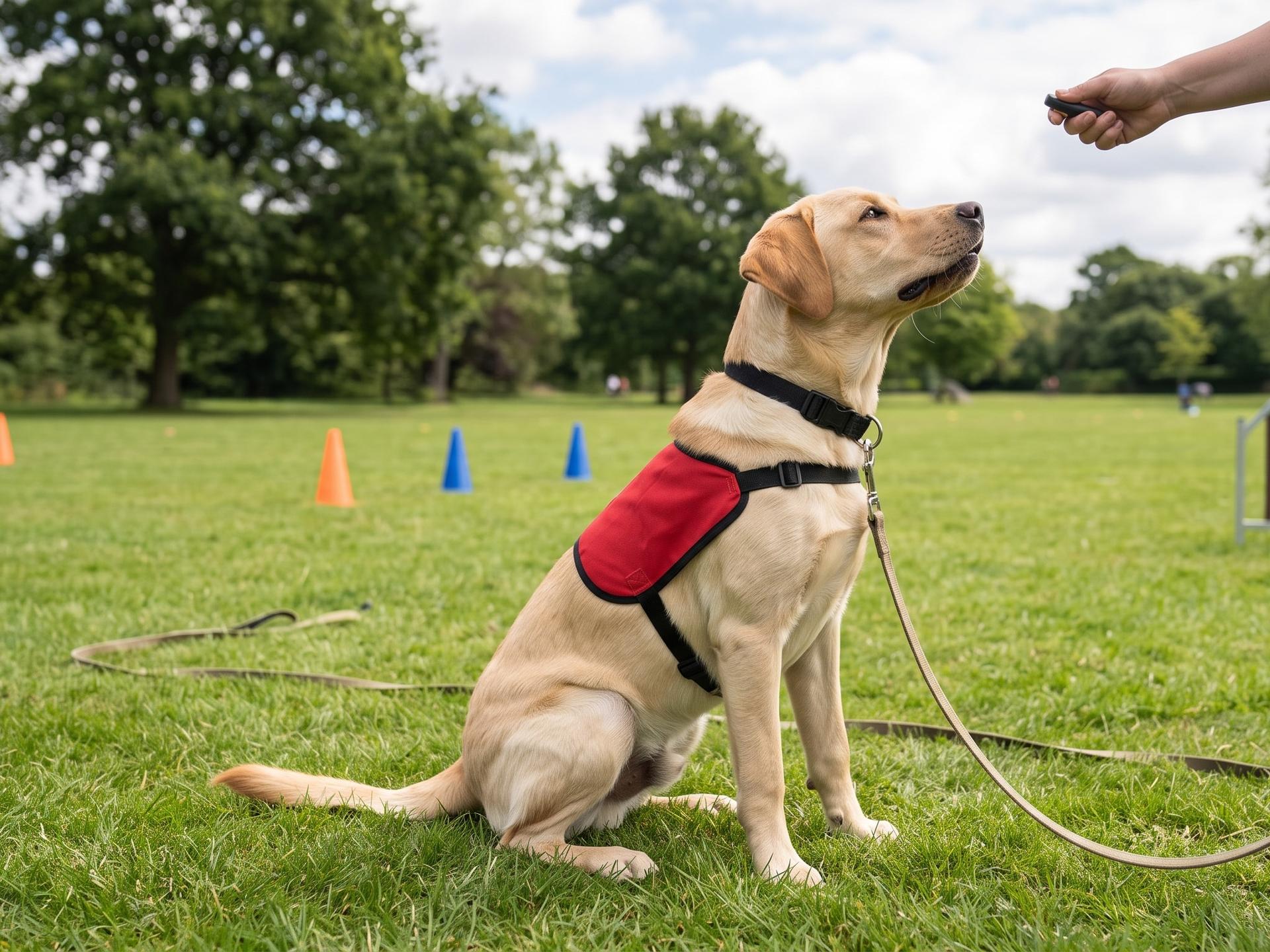 Labrador dog in training