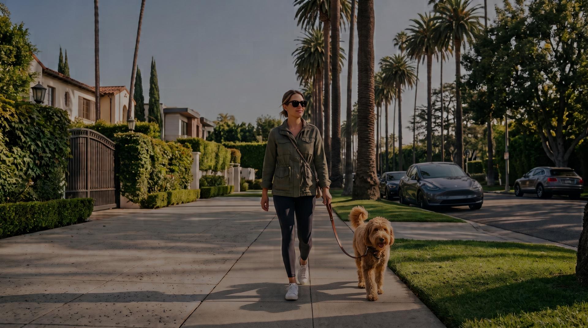 Amber walking chloe the doodle