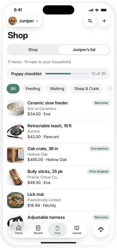 evapup app puppy list