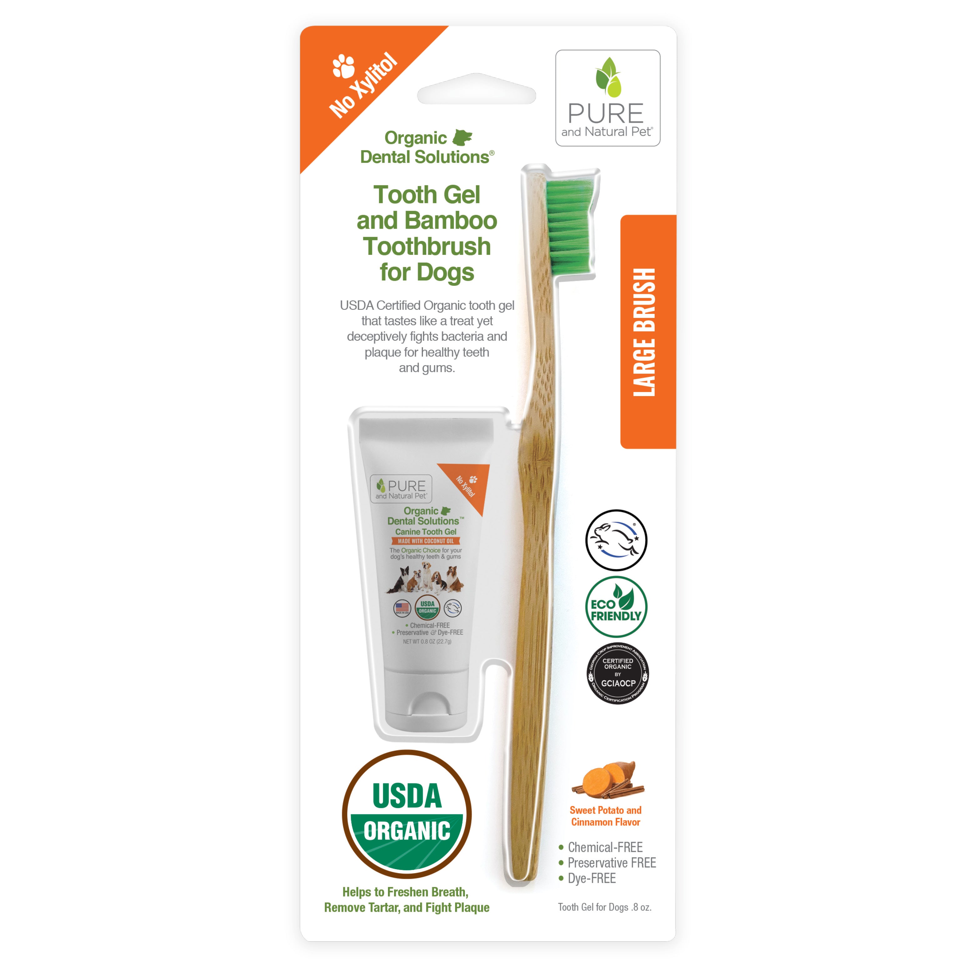 Tooth Gel and Bamboo Toothbrush for Large Dogs - Organic Dental Solutions®