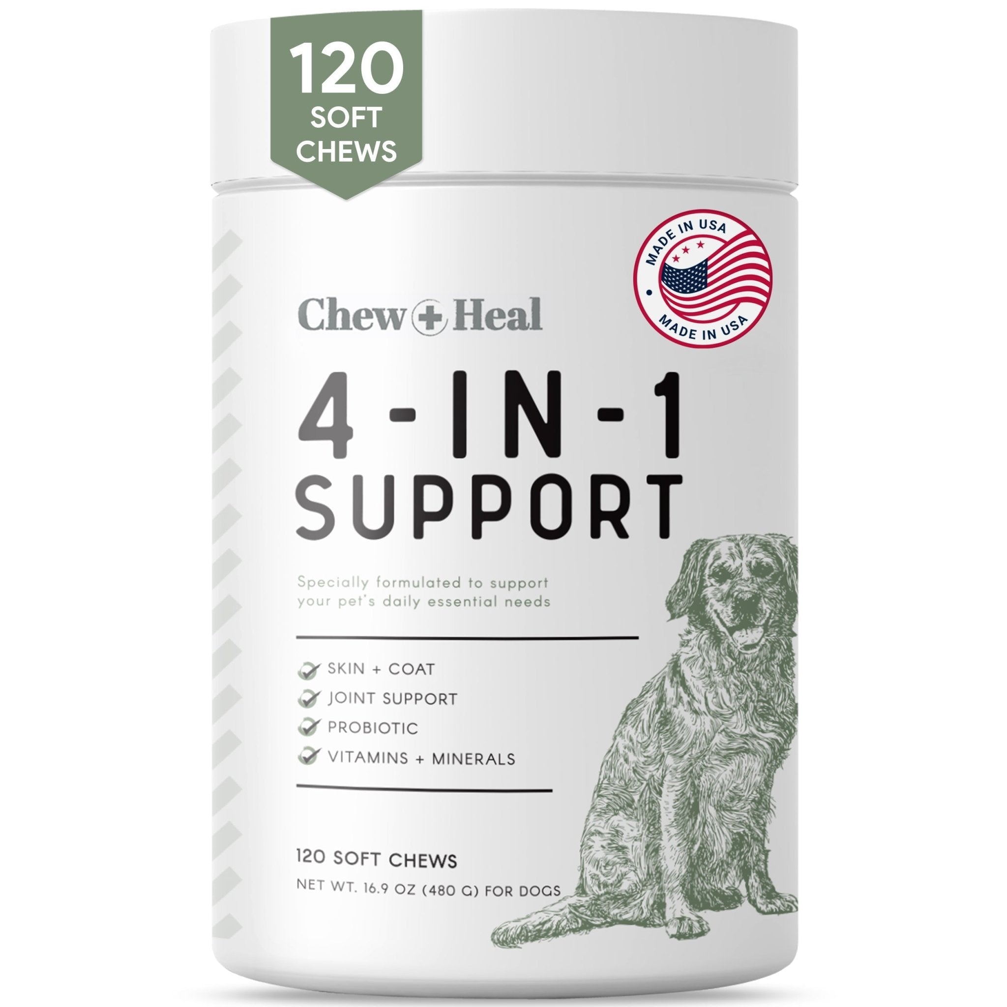4 - In - 1 Support Multivitamin Dog Supplement - Eva Pet - Chew + Heal