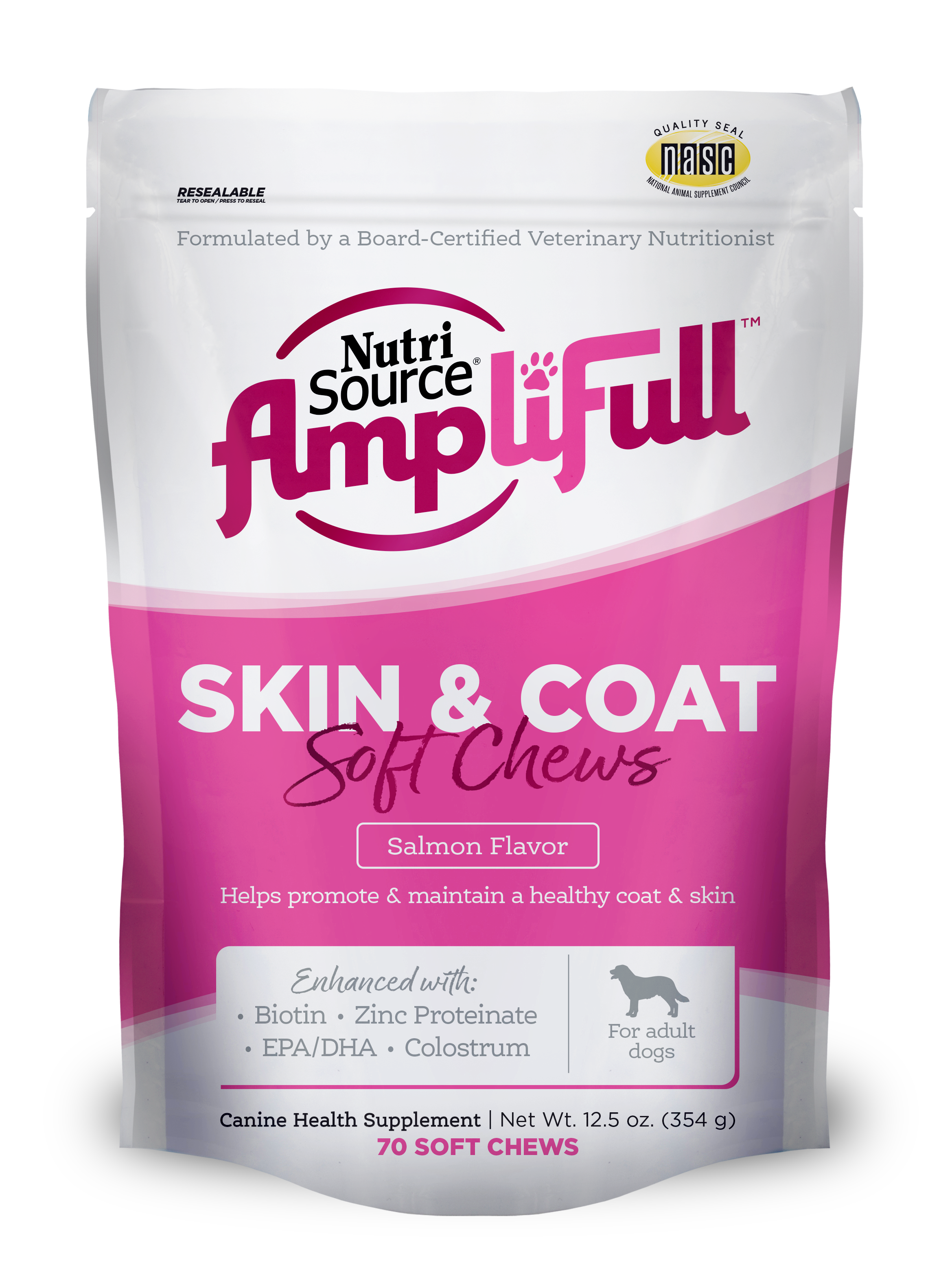 NutriSource AmpliFull Skin & Coat Soft Chews - Bag Front