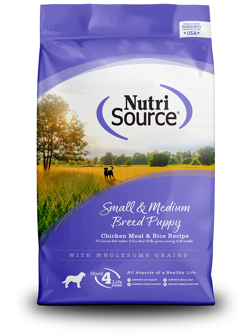 Small & Medium Breed Puppy - Chicken Meal & Rice Recipe (front of bag)