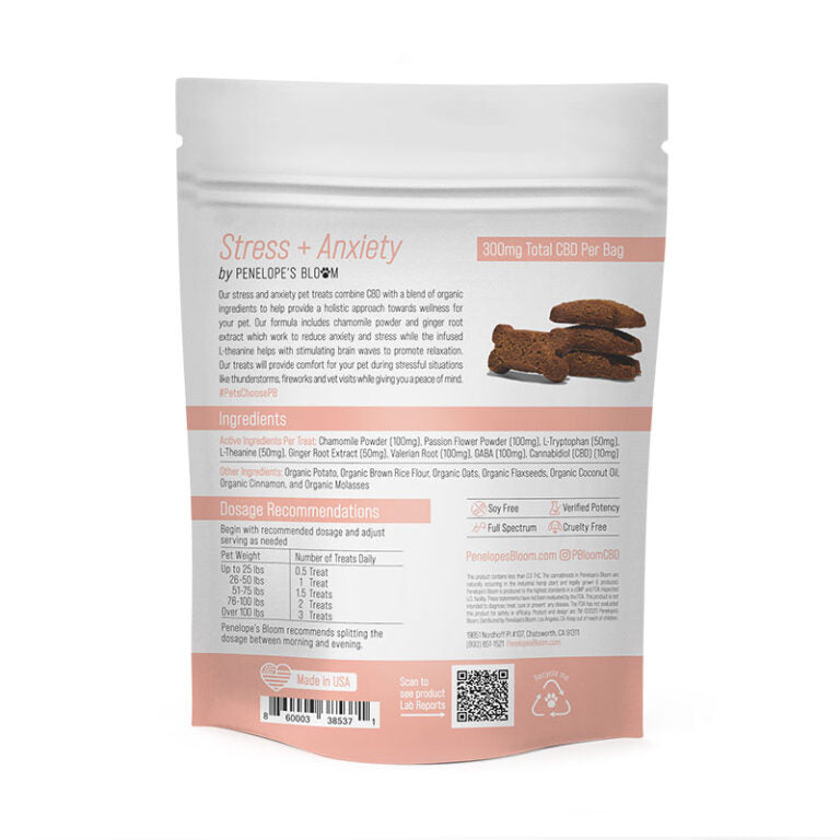 CBD Dog Treats for Stress + Anxiety- Small to Medium Dogs – 300mg