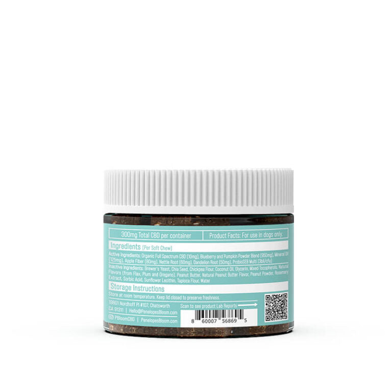 CBD Soft Chews For Digestive Support + Probiotic – Small to Medium Dogs – 300mg