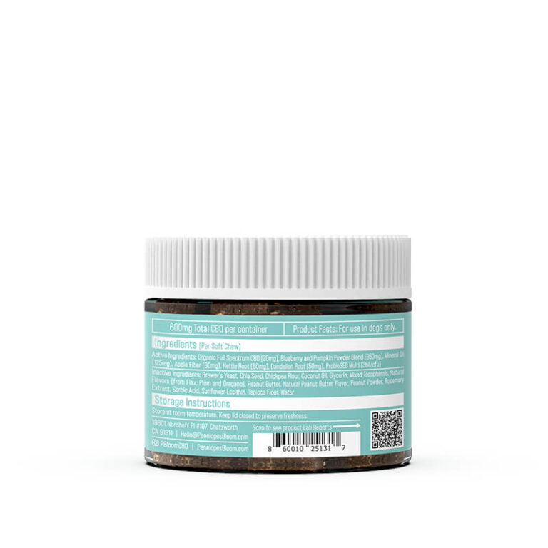 CBD Soft Chews For Digestive Support + Probiotic – Medium to Large Dogs – 600mg