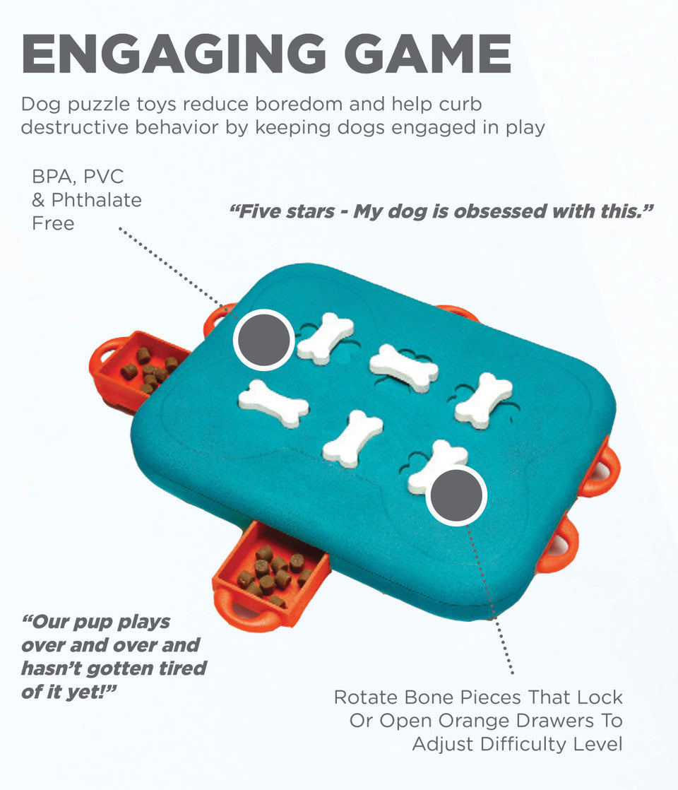 Dog Casino Interactive Treat Puzzle Dog Toy, Turquoise
