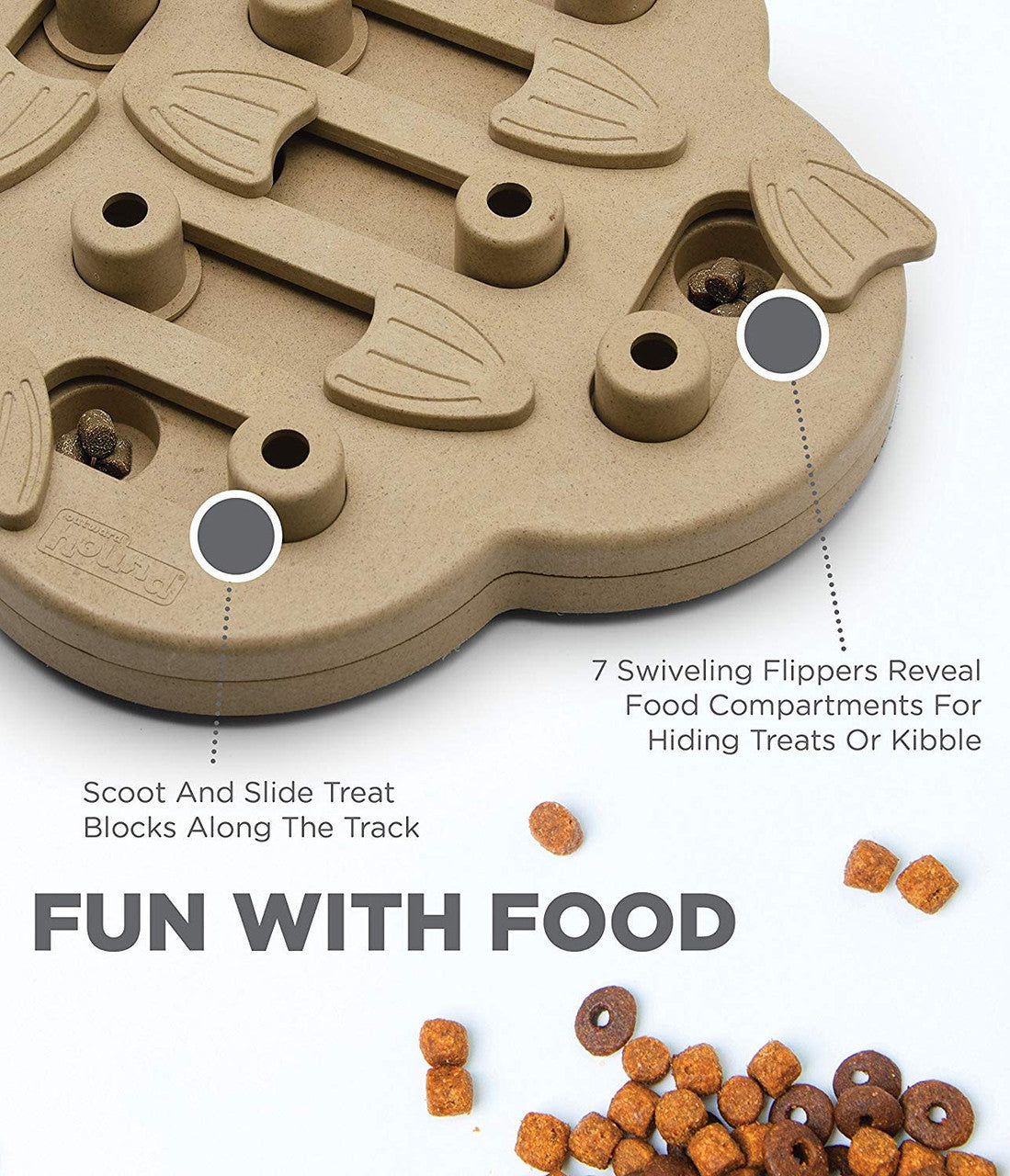 Dog Hide N' Slide Interactive Treat Puzzle Dog Toy, Tan