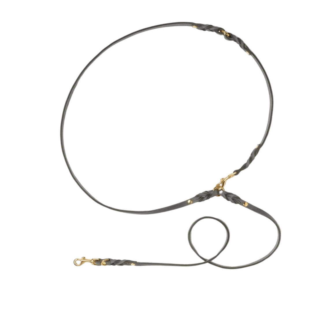 Butter Leather 3x Adjustable Dog Leash - Timeless Grey - Eva Pet - mollyandstitchus