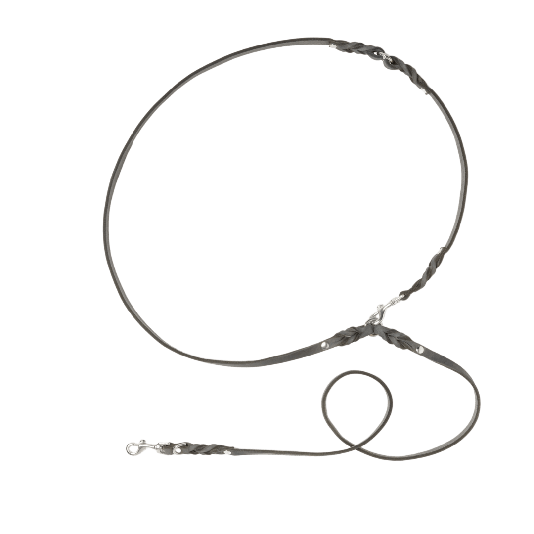 Butter Leather 3x Adjustable Dog Leash - Timeless Grey - Eva Pet - mollyandstitchus