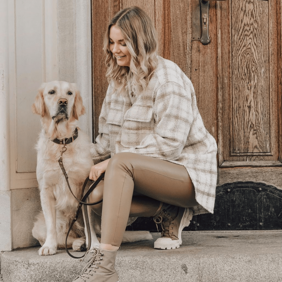 Butter Leather City Dog Leash - Classic Brown - Eva Pet - mollyandstitchus