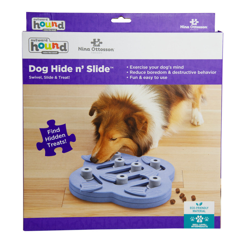 Dog Hide N' Slide Interactive Treat Puzzle Dog Toy, Purple