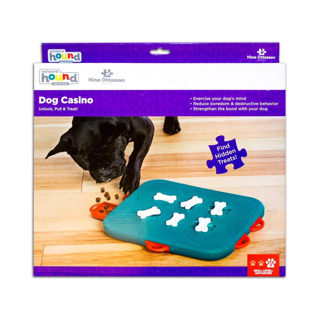 Dog Casino Interactive Treat Puzzle Dog Toy, Turquoise - Eva Pet - Outward Hound