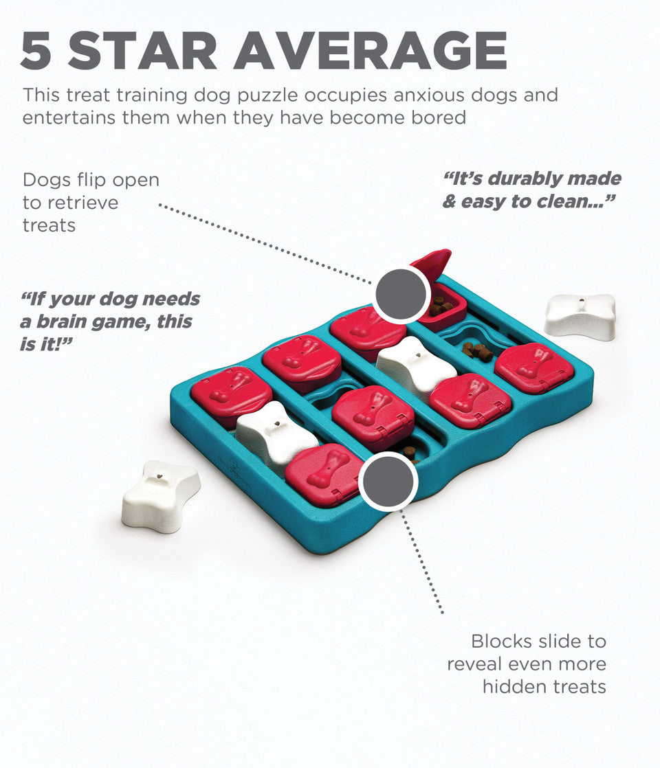 Dog Brick Interactive Treat Puzzle Dog Toy, Blue