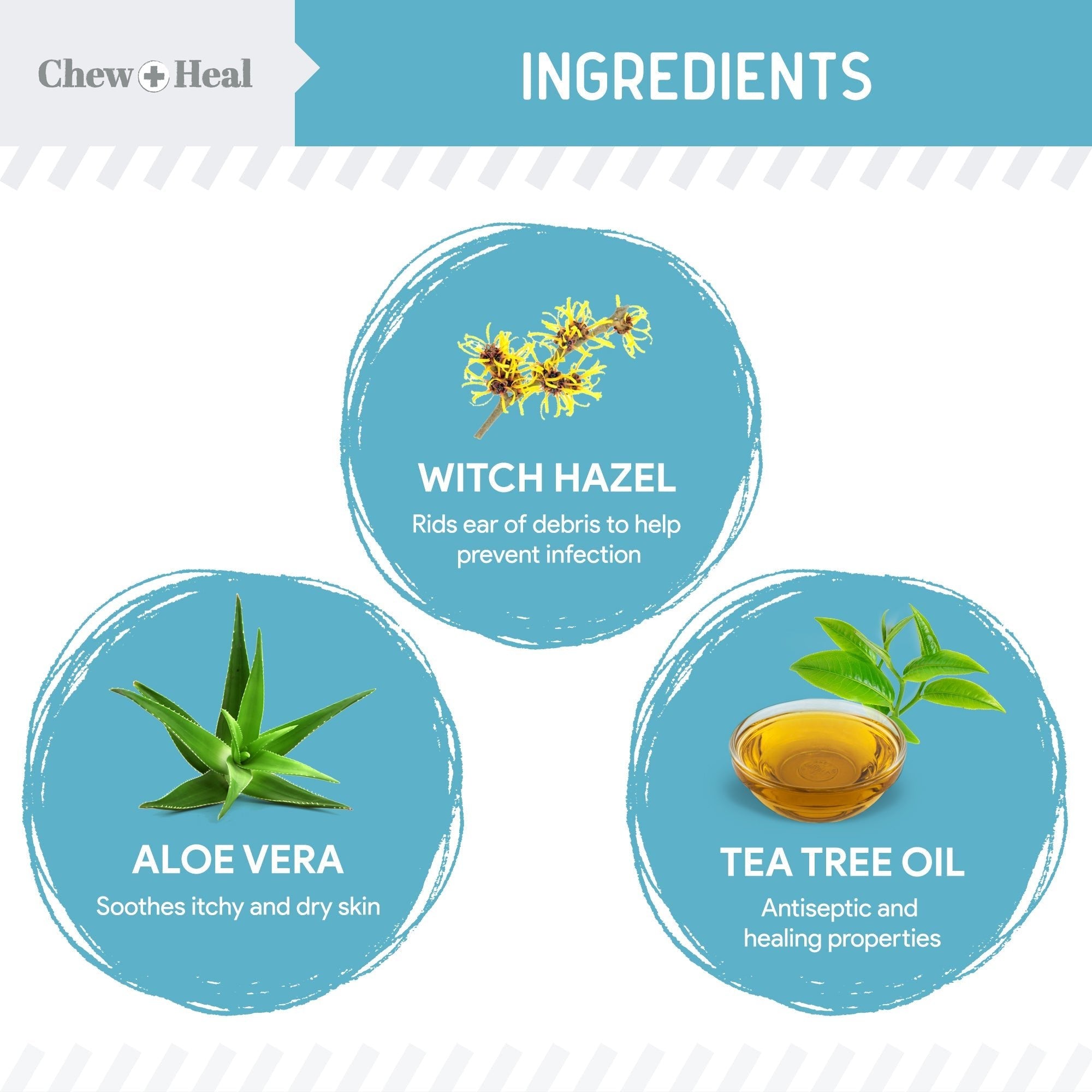 Fresh Scent, Soothing Aloe, Witch Hazel & Tea Tree Oil Dog Ear Cleaner - Eva Pet - Chew + Heal