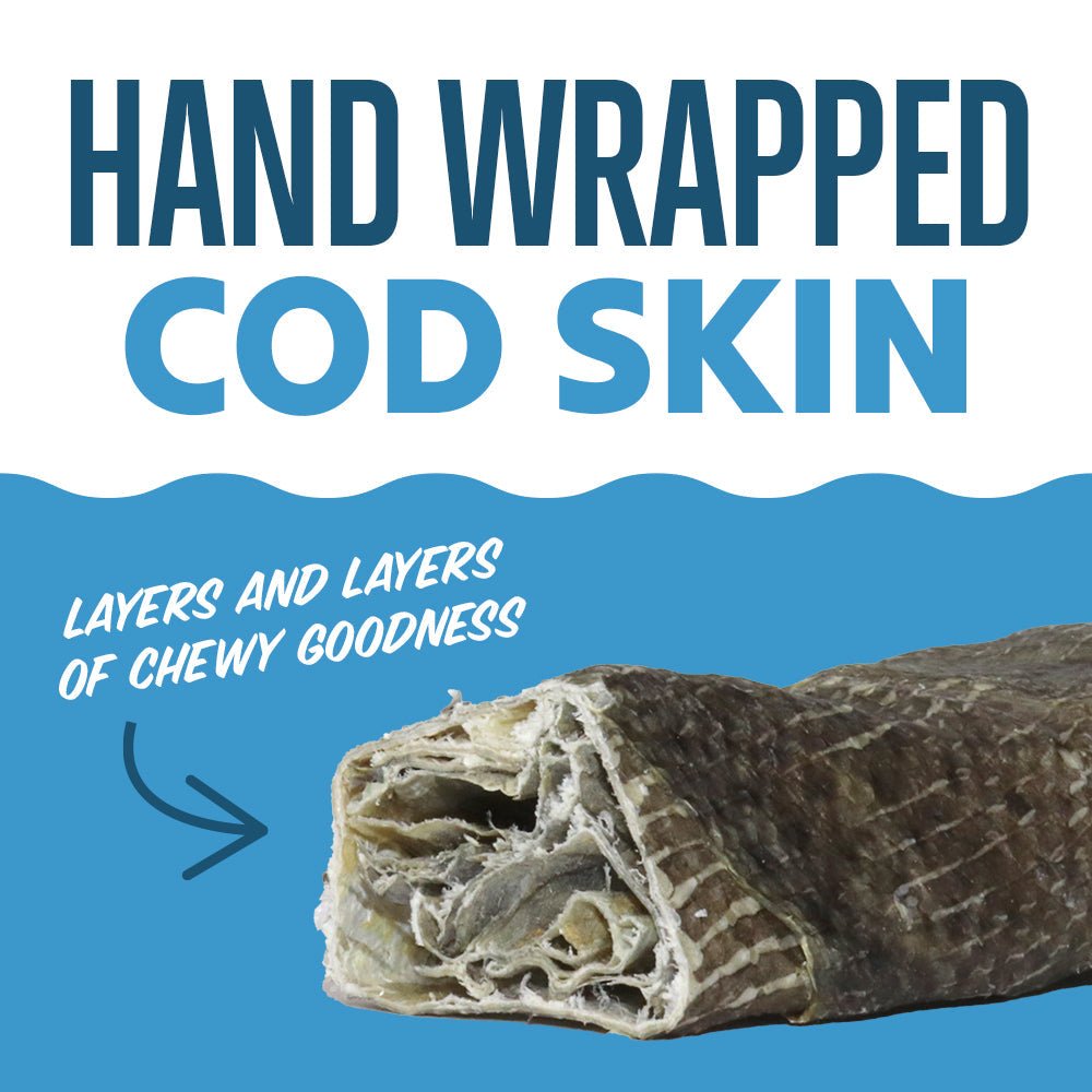Hand Wrapped Cod Skin Short 5" Chew Sticks for Dogs - Eva Pet - Icelandic+