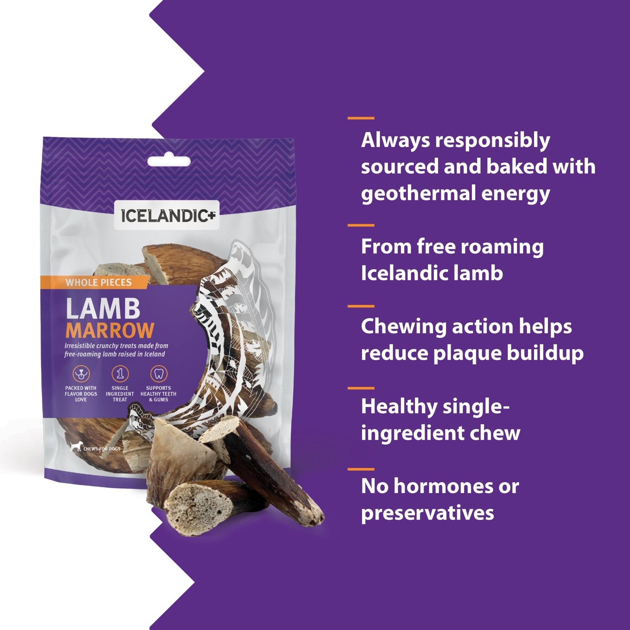 Lamb Marrow Whole Pieces Dog Treats - Eva Pet - Icelandic+