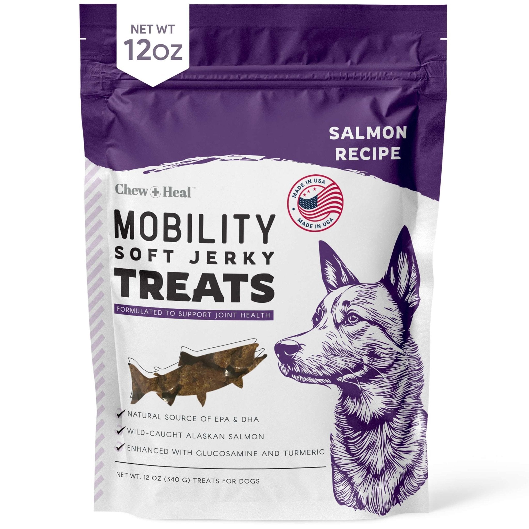 Mobility Wild Alaskan Salmon Limited Ingredient Soft Jerky Dog Treats - Eva Pet - Chew + Heal