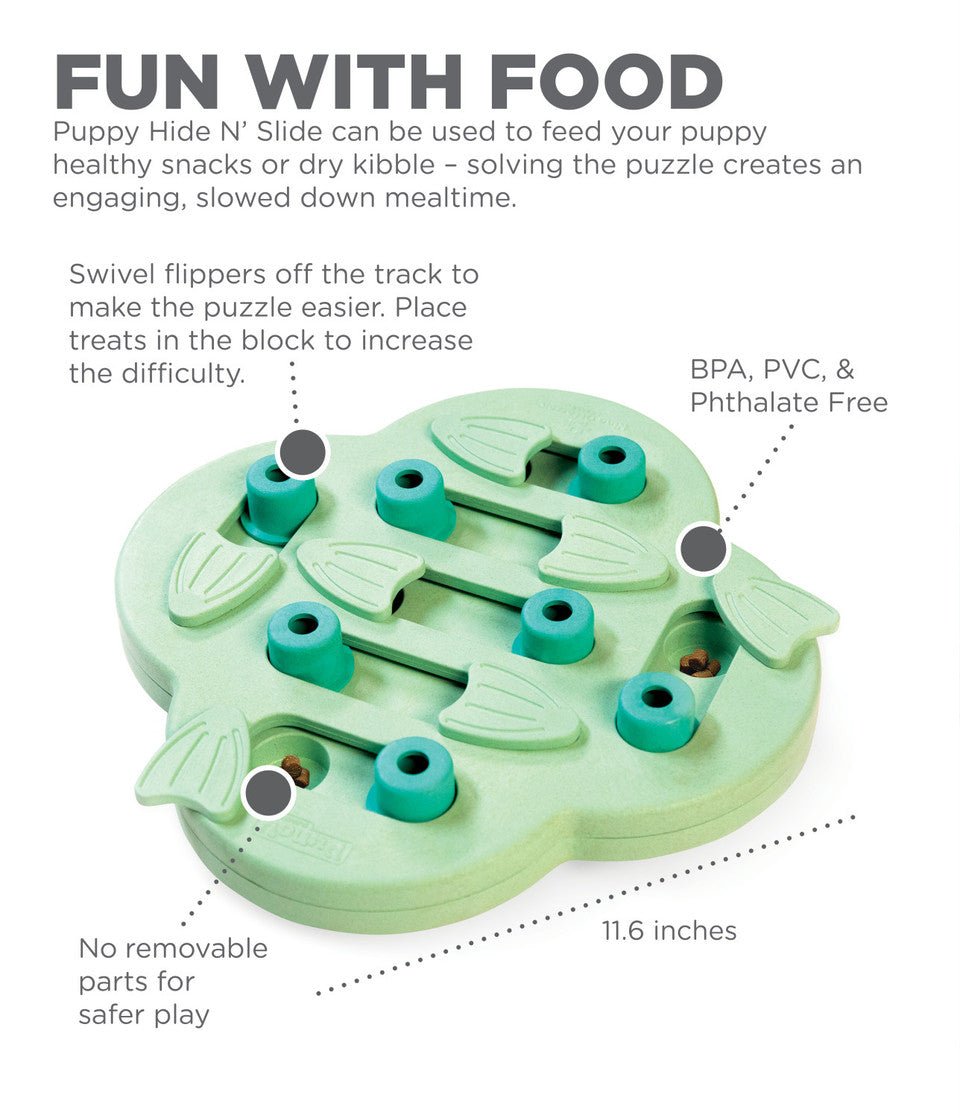 Puppy Hide N' Slide Interactive Treat Puzzle Dog Toy, Green - Eva Pet - Outward Hound